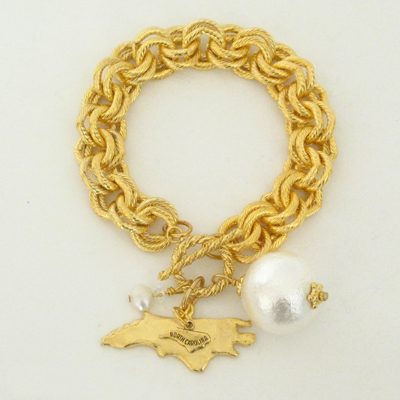 Bracelet Toggle Pearl "North Carolina" State Gold