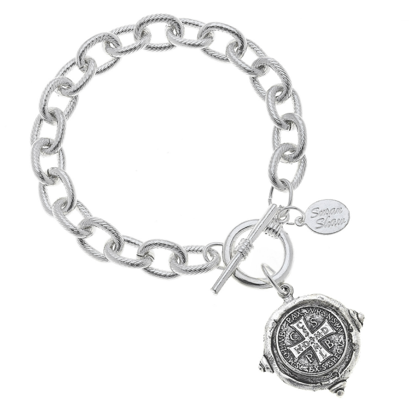 Bracelet Toggle St. Benedict Cross Silver