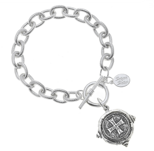 Bracelet Toggle St. Benedict Cross Silver