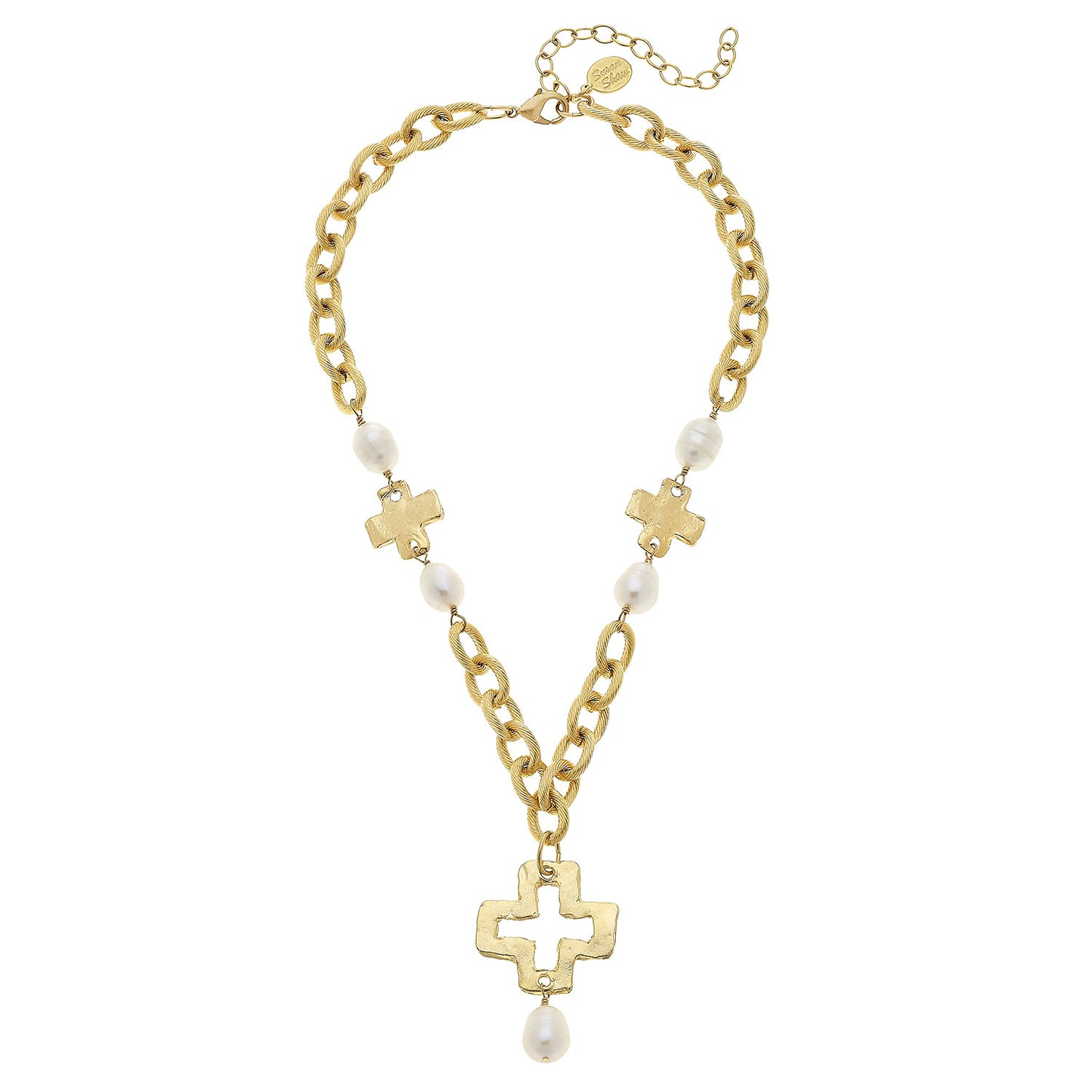 Necklace Freshwater Pearl & Cross Chain