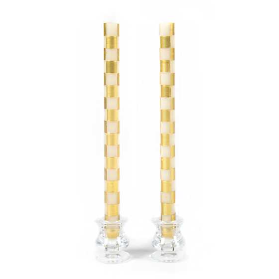 Candle Taper Gold Ivory Check