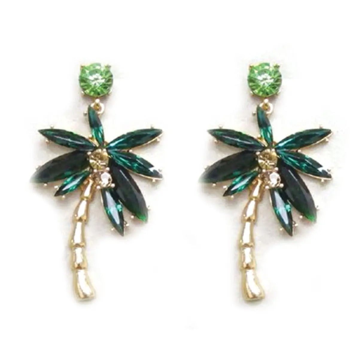 Earrings Drop Tropical State of Mind Green Crystal
