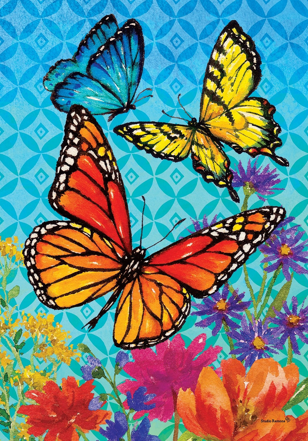 Garden Flag Butterfly & Wildflowers