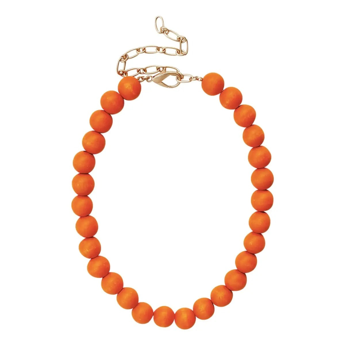 Necklace Bright Orange Beaded Short