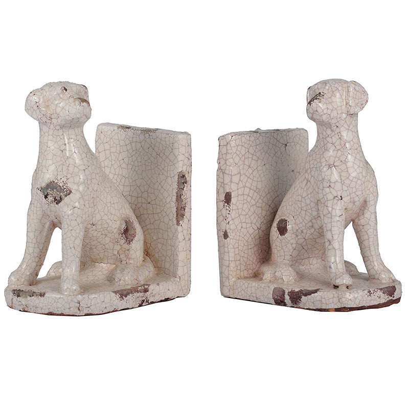 Bookends Dog Ceramic Weathered