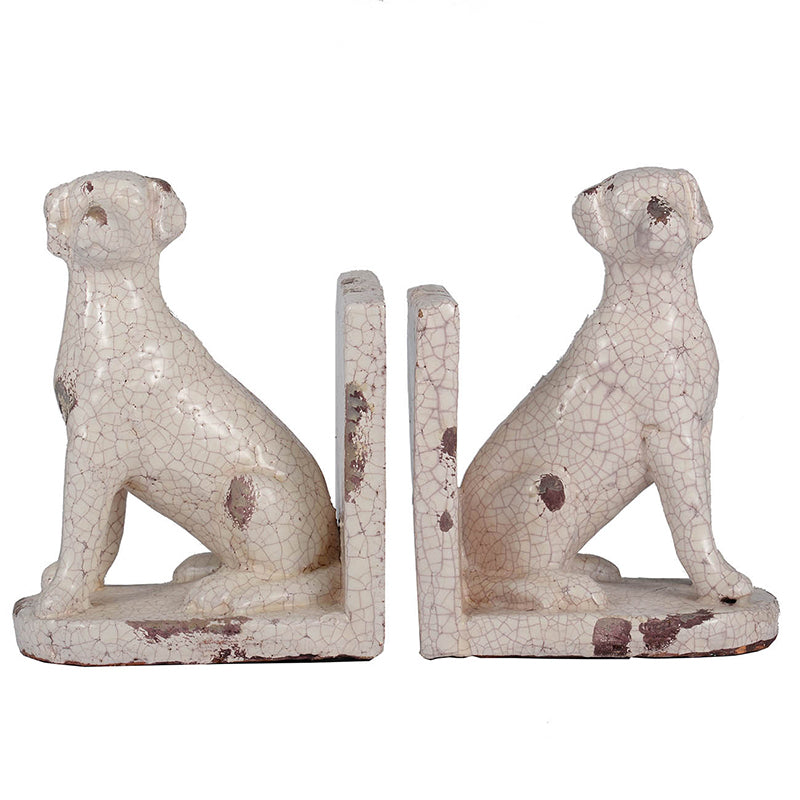 Bookends Dog Ceramic Weathered