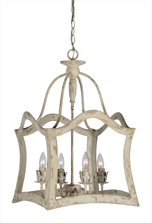 Chandelier White Metal Shelby