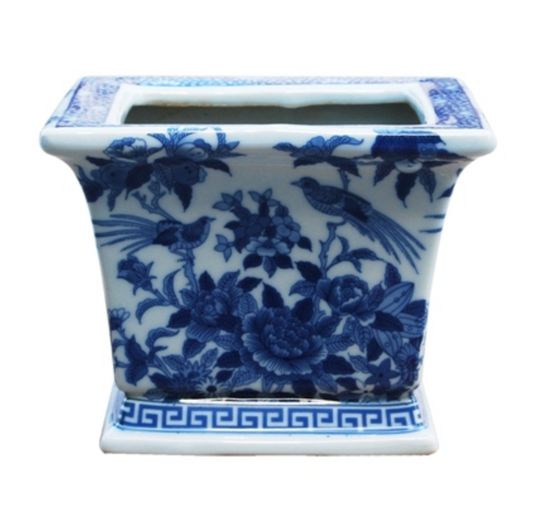 Blue & White Porcelain 8" Cachepot