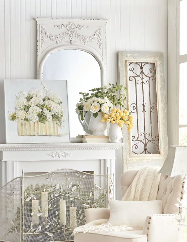 Mirror Floral Embossed White