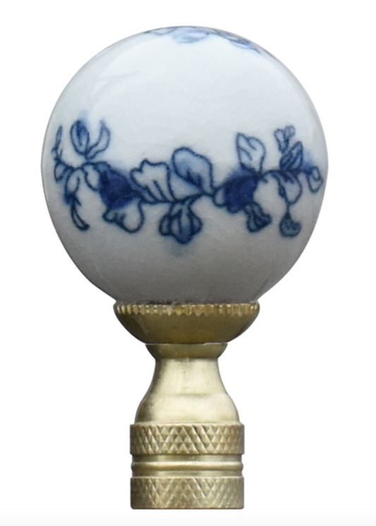 Finial Lamp Blue & White Floral Porcelain