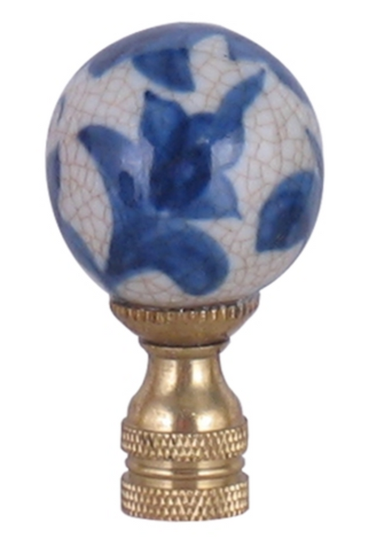 Finial Lamp Blue & White Antique Flower Porcelain