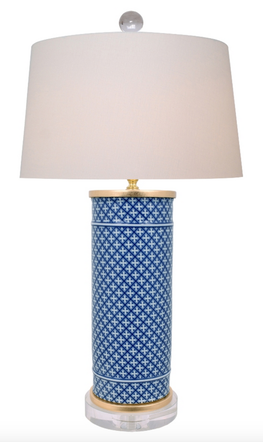 Porcelain Blue & White Lattice Lamp