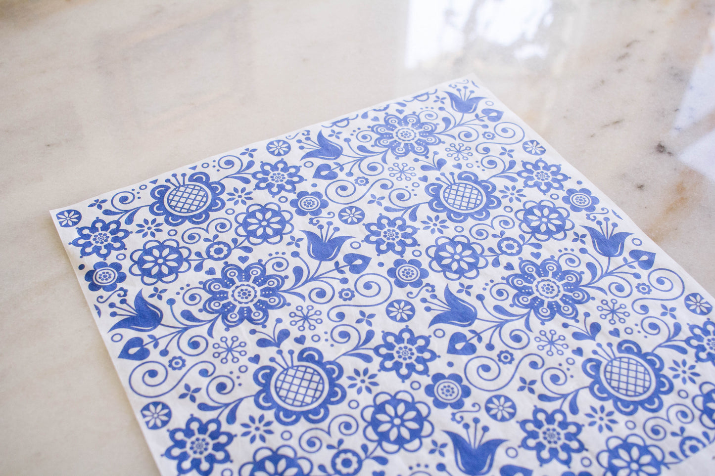 Rice Decoupage Paper, Blue Glass Ornate