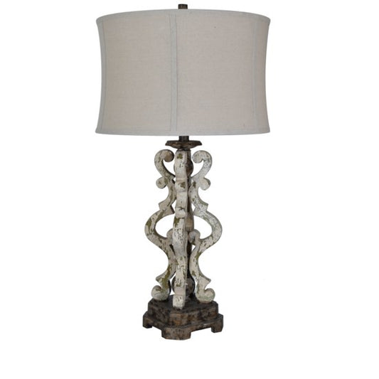Vivian Wood Distressed Table Lamp