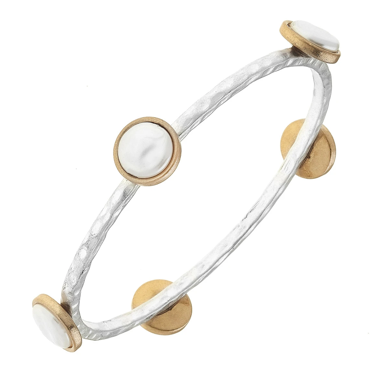 Bracelet Bangle Coin Pearl Two-Toned