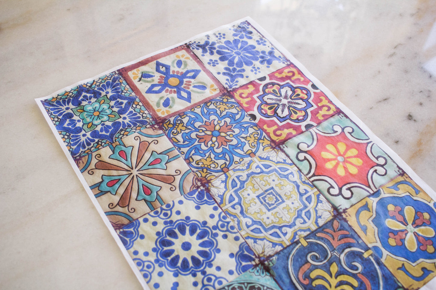 Rice Decoupage Paper, Colorful Tiles