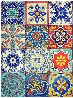 Rice Decoupage Paper, Colorful Tiles