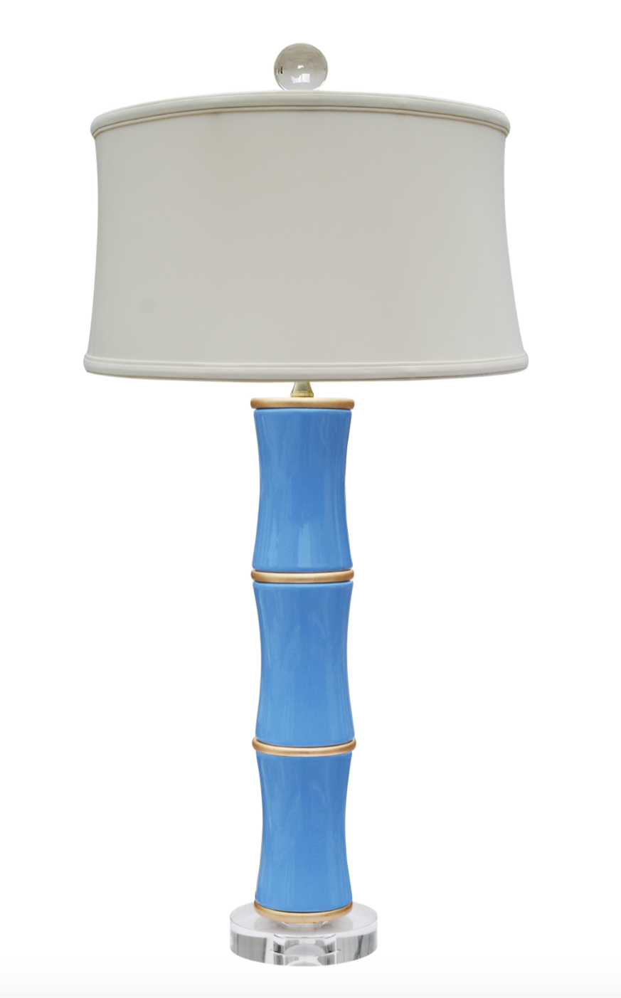 Porcelain French Blue Bamboo Lamp