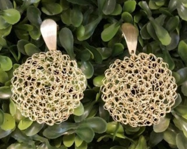 Earrings Gold Crochet