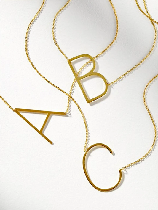 Gold Large Initial Necklace