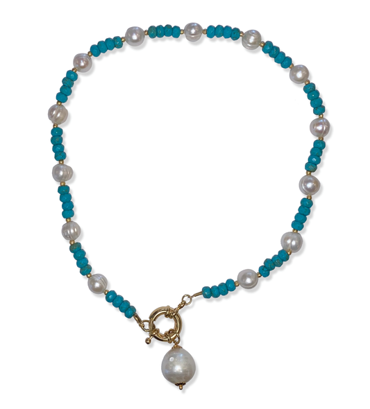 Necklace Pearl & Turquoise