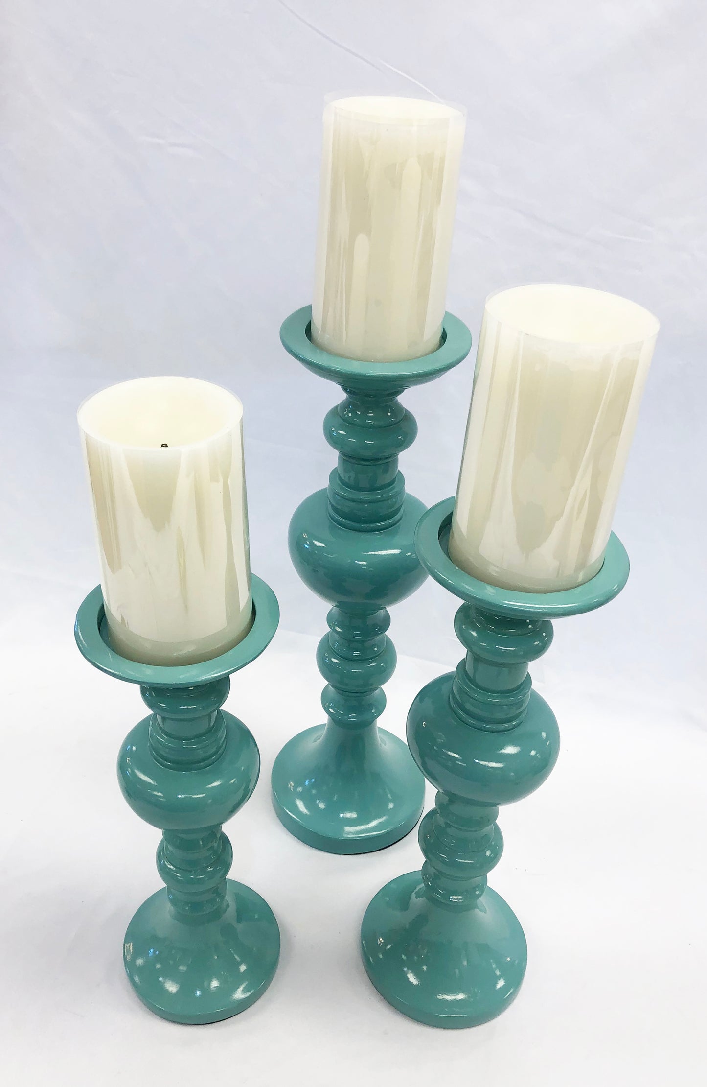 Teal Resin Candle Holders