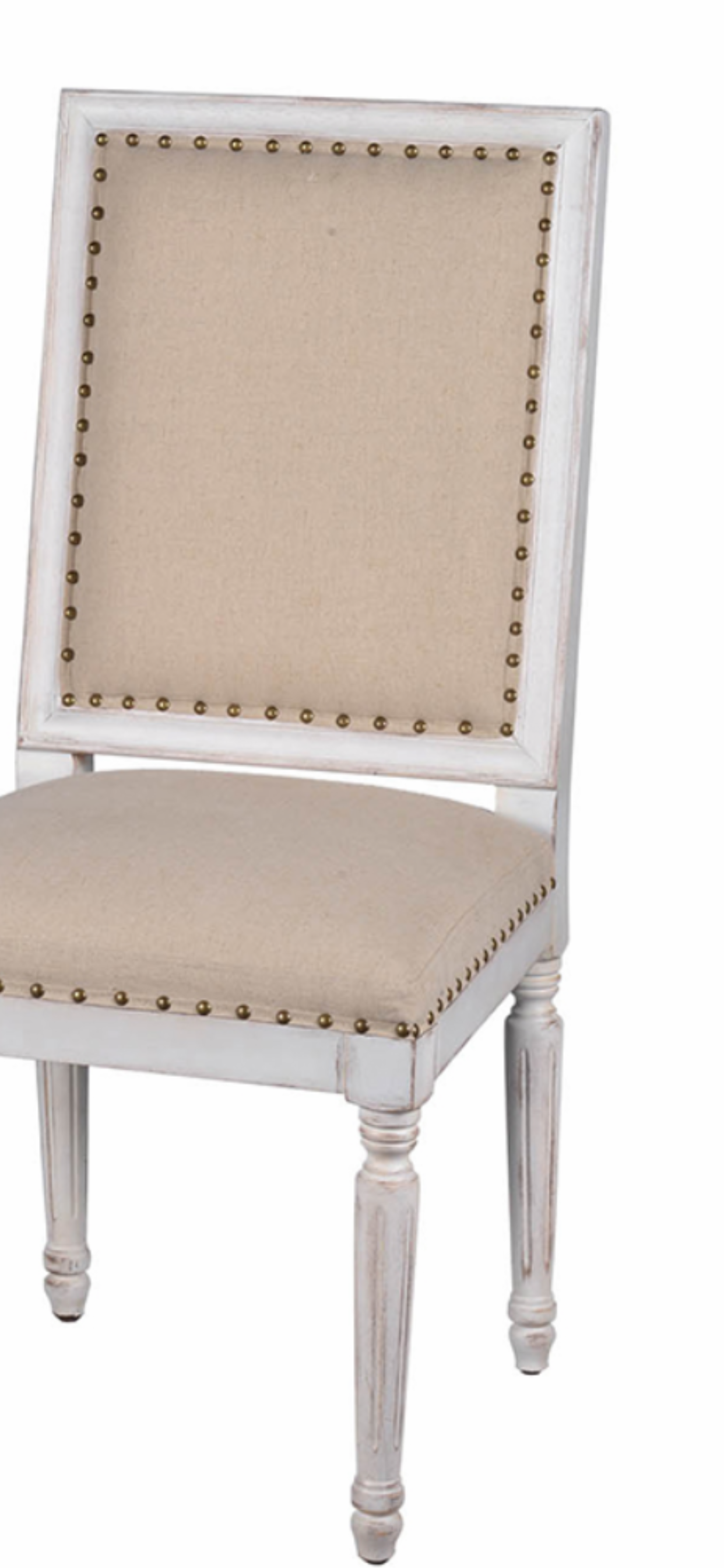 White Wood with Linen Upholstery Chair