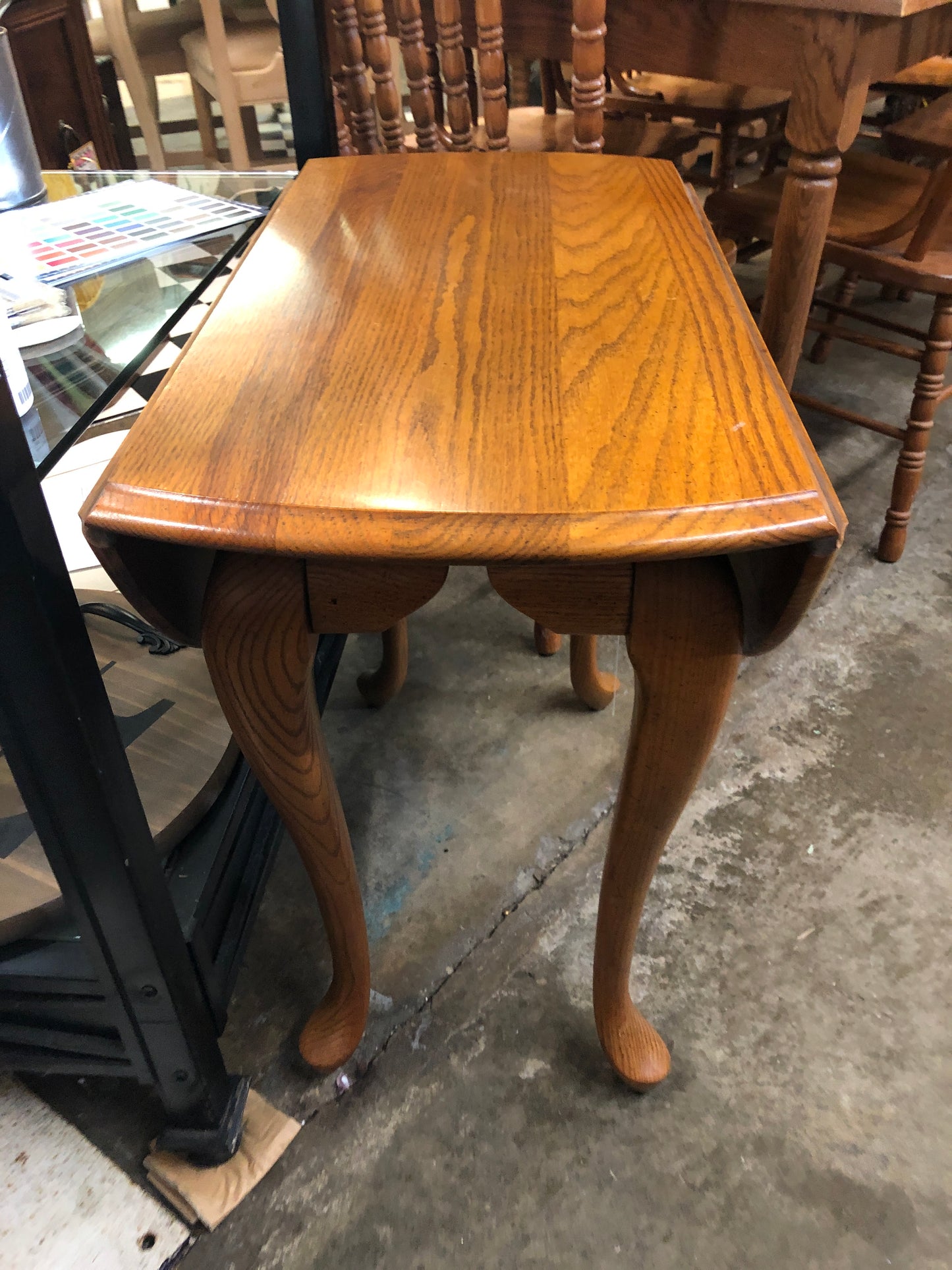 Drop Leaf Oval Solid Wood Side Table
