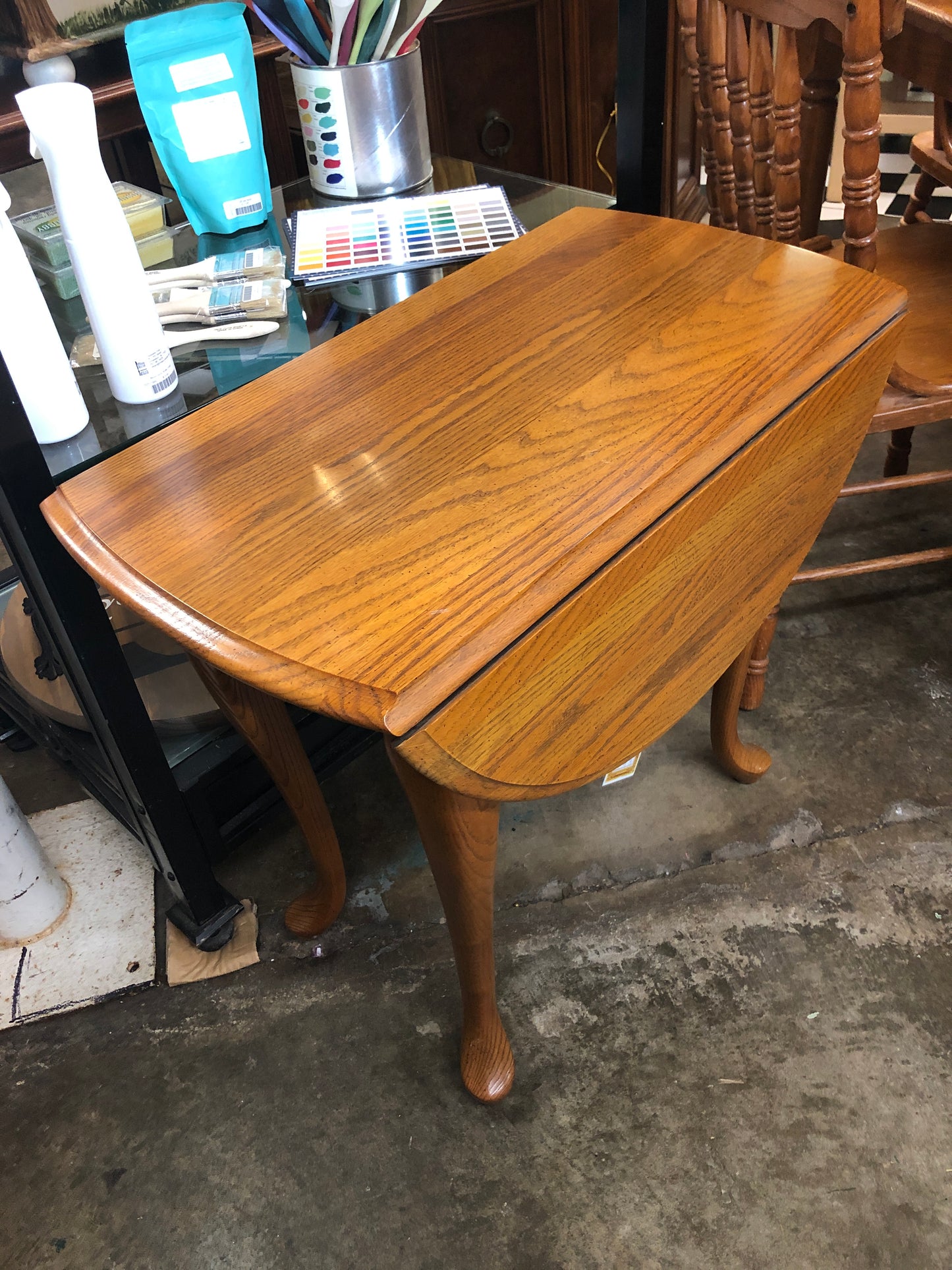 Drop Leaf Oval Solid Wood Side Table