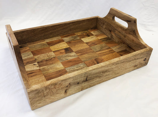 Wood Tray with Notch Handle, Small