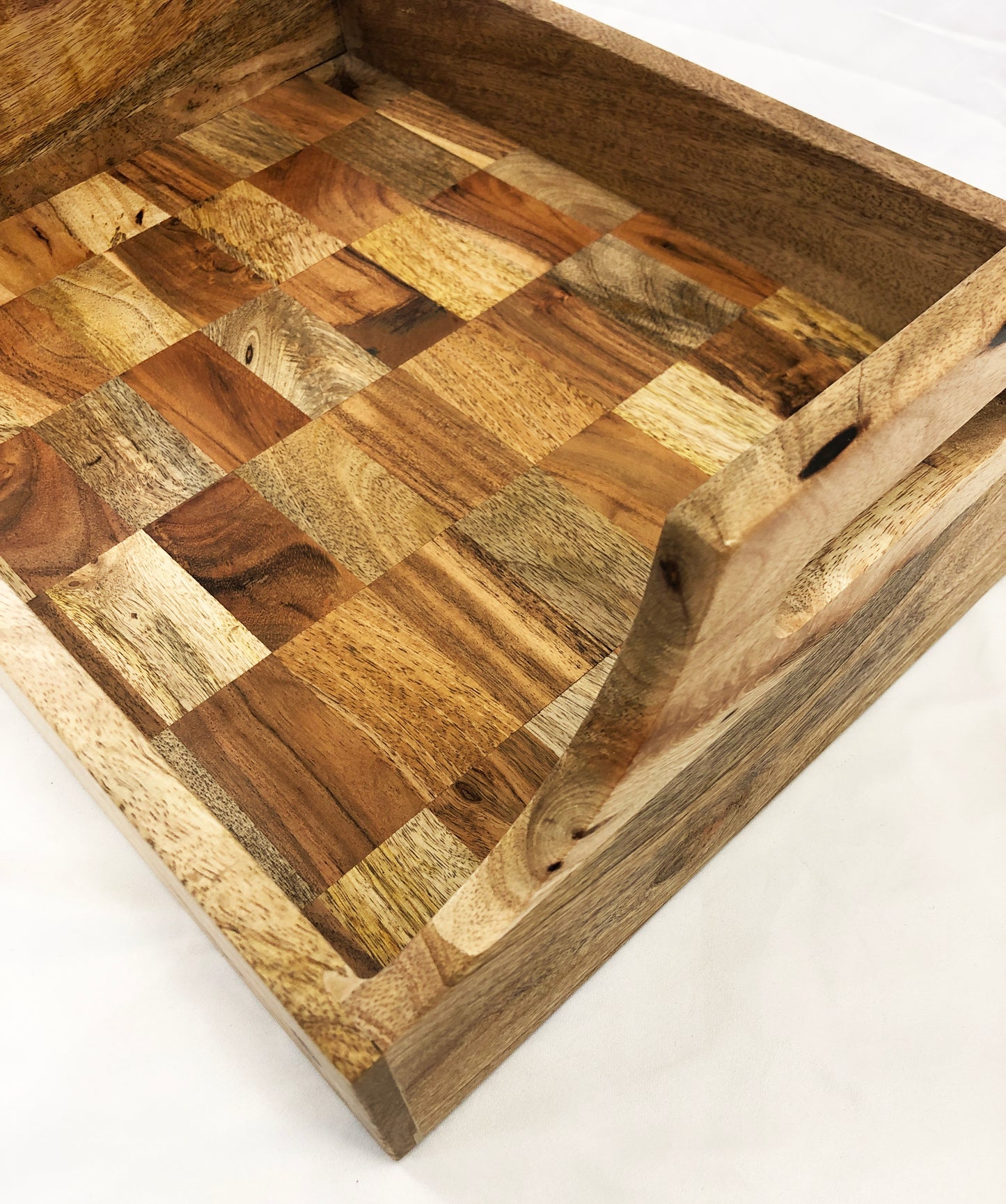 Wood Tray with Notch Handle, Small