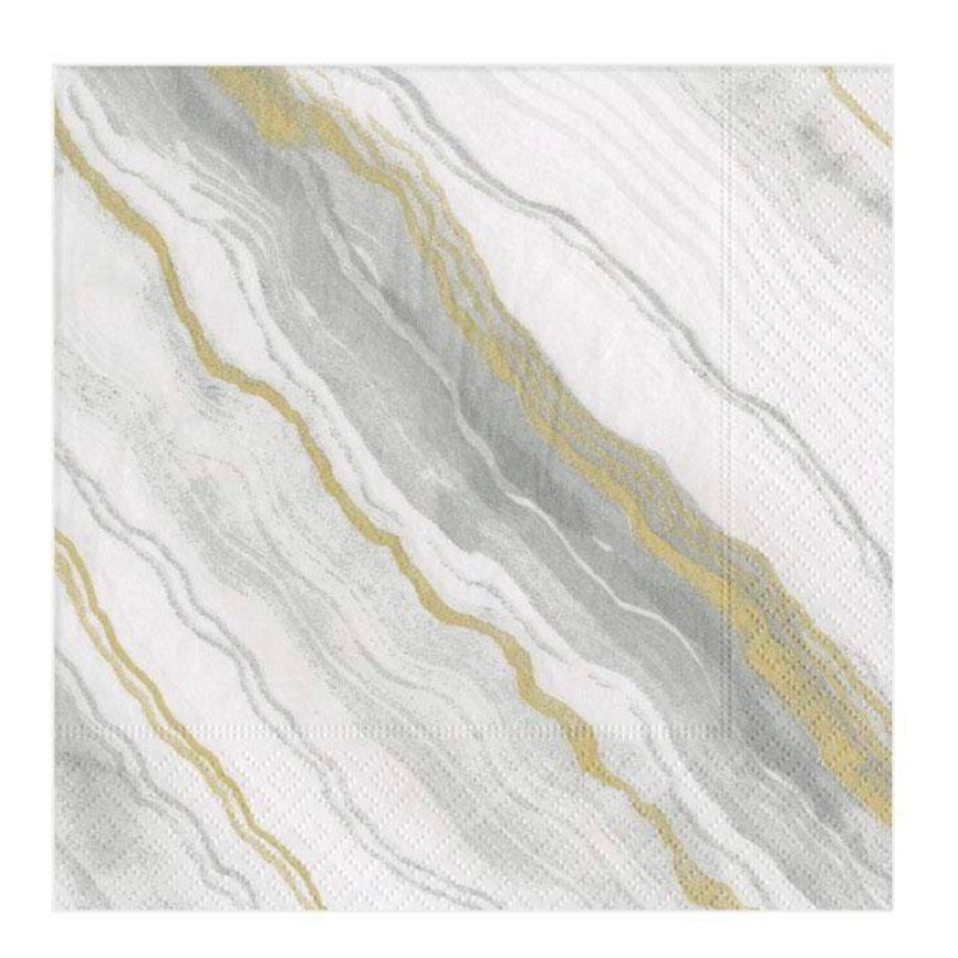 Cocktail Napkins Marble Grey