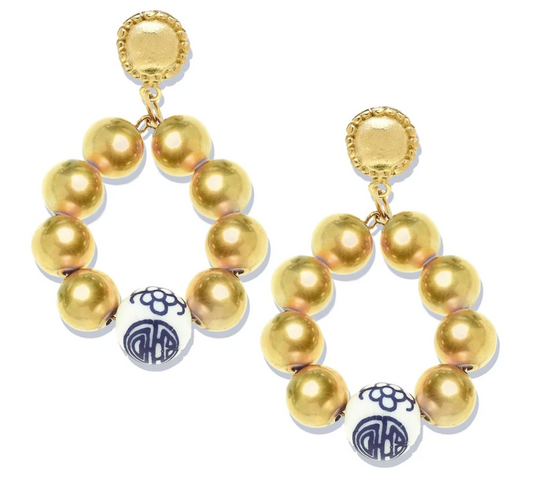 Earrings Drop Margaret Mini Blue & White and Gold