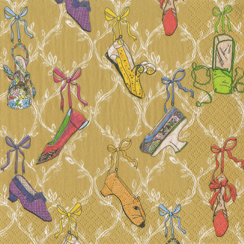 Cocktail Napkins History of Shoes Gold