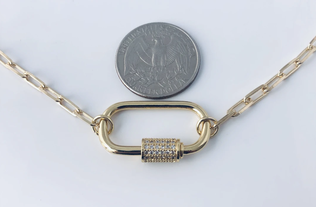 Oval Lock & Clip Chain Necklace