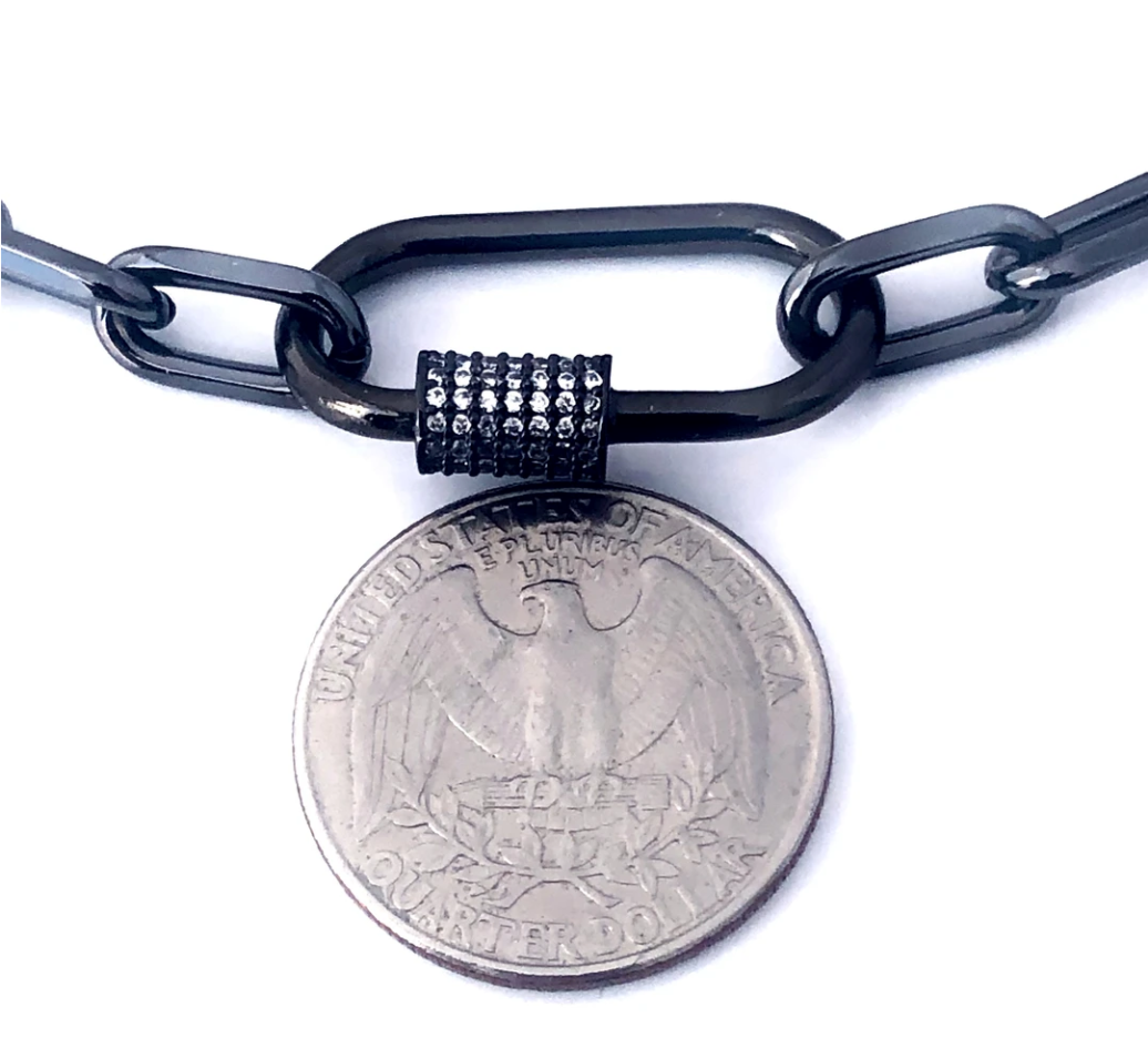 Black Chain & Lock Necklace