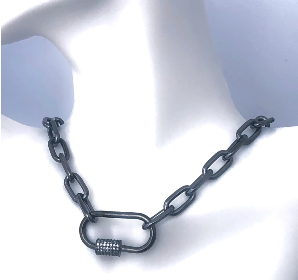 Black Chain & Lock Necklace