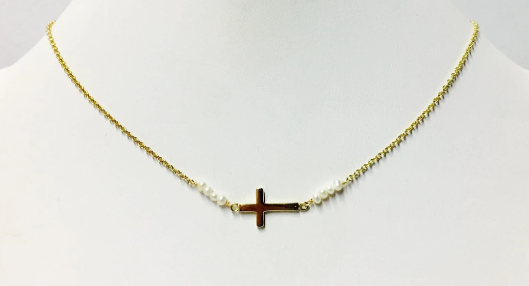 Pearl Cross Necklace