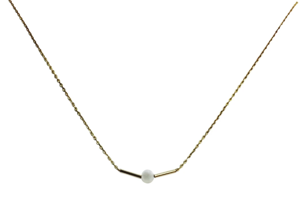 Pearl & Gold Bar Necklace