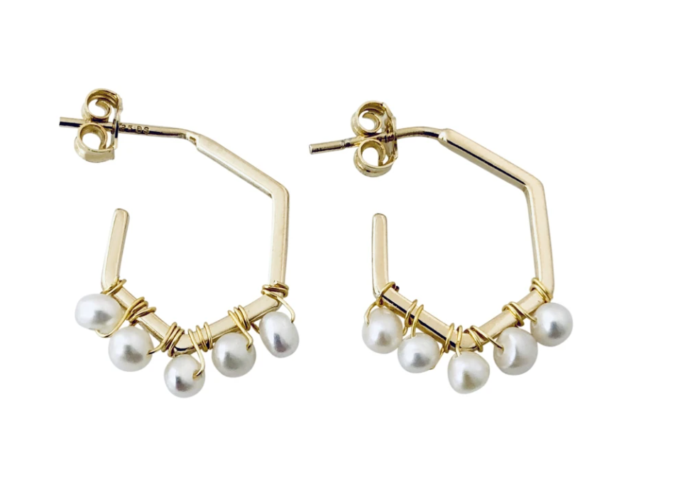 Pearl Geo Hoop Earrings