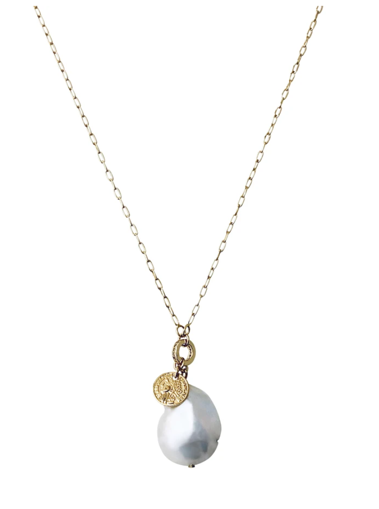 Large Pearl & Coin Necklace