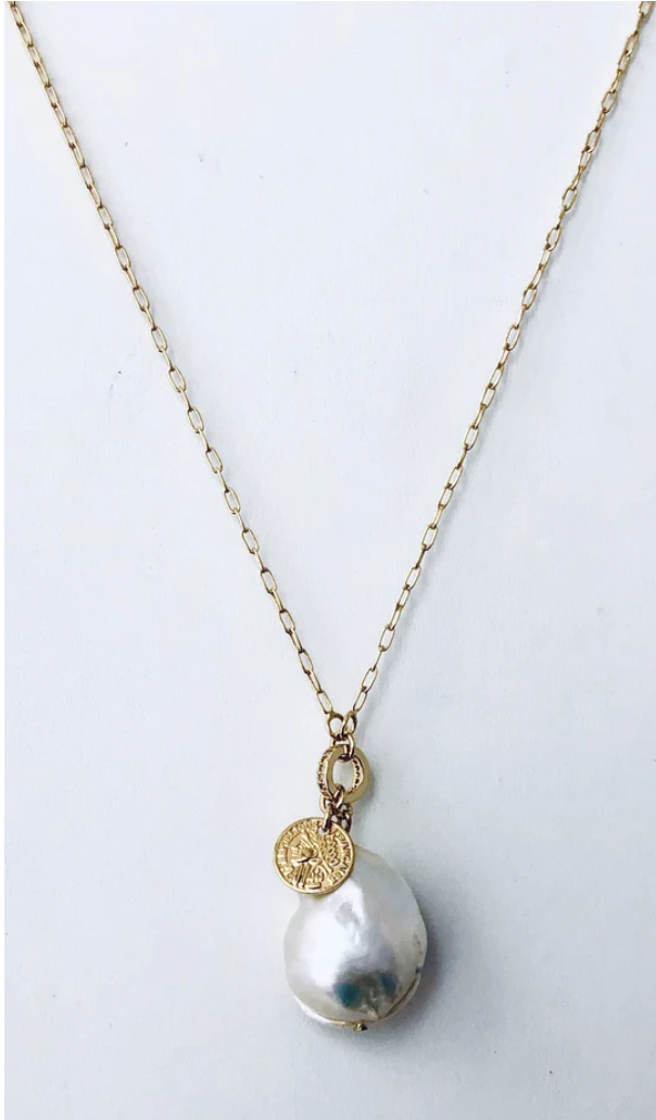 Large Pearl & Coin Necklace