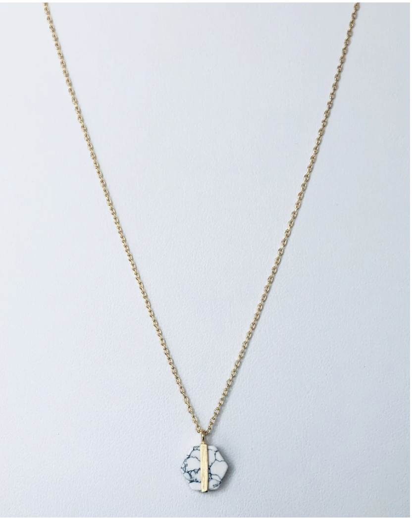 White Hexagon Necklace