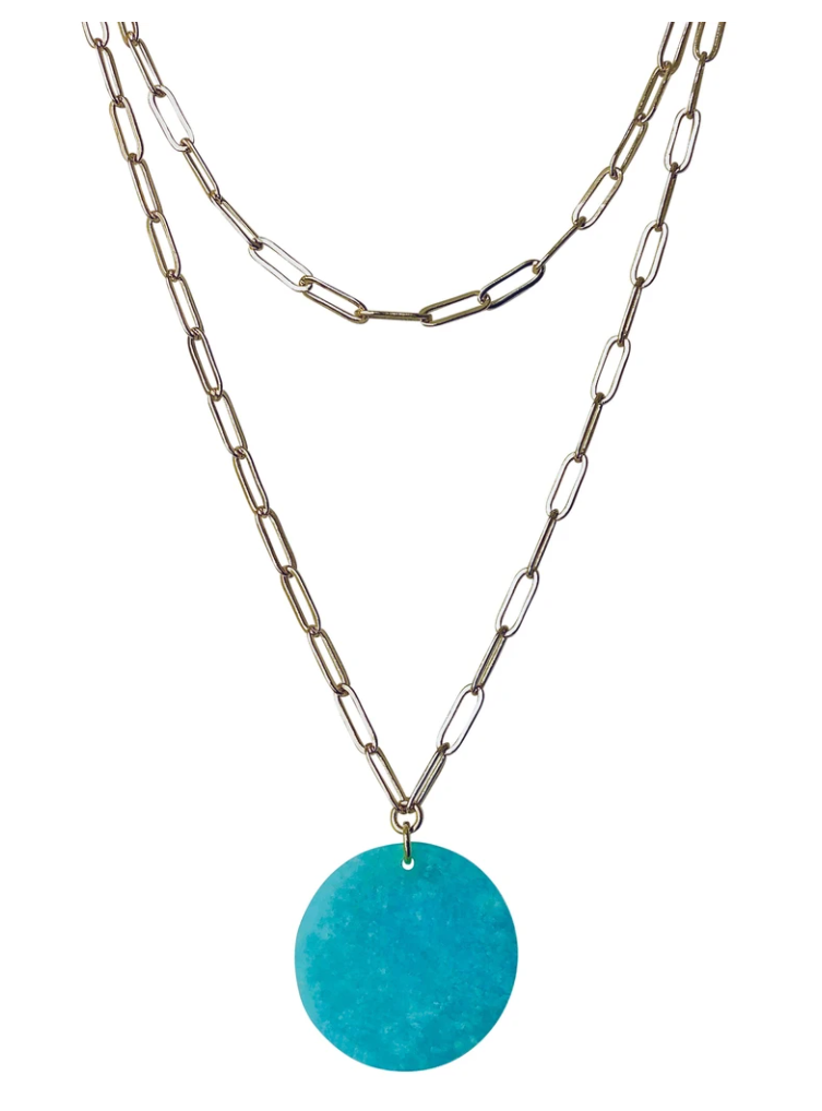 Amazonite & Clip Chain Necklace