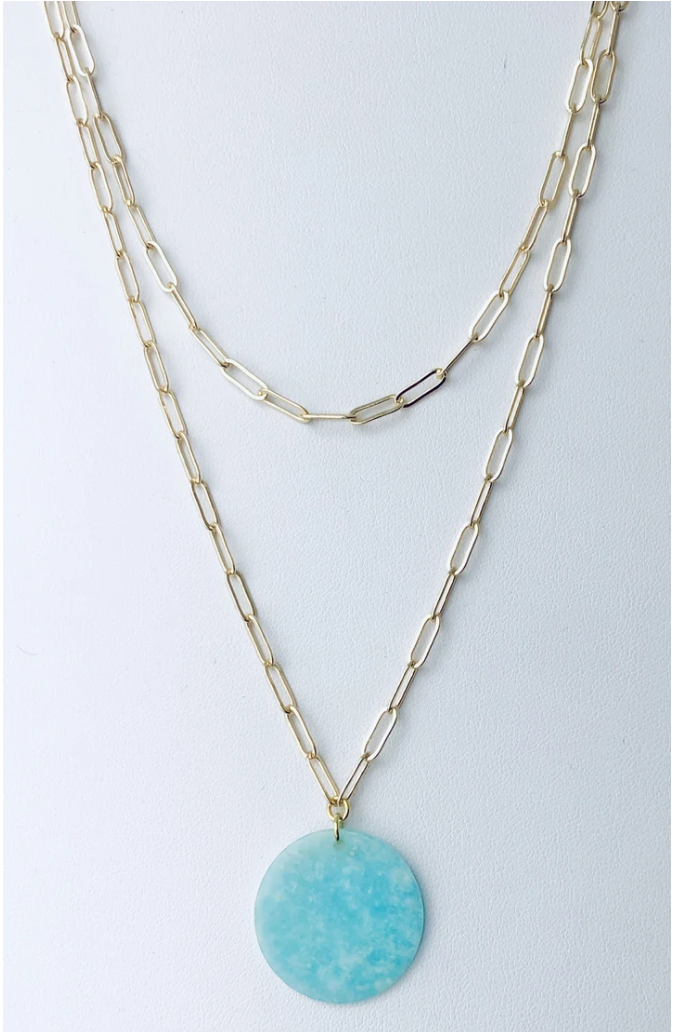 Amazonite & Clip Chain Necklace
