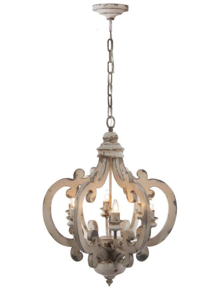 Chandelier Wood Iron Cream Molly