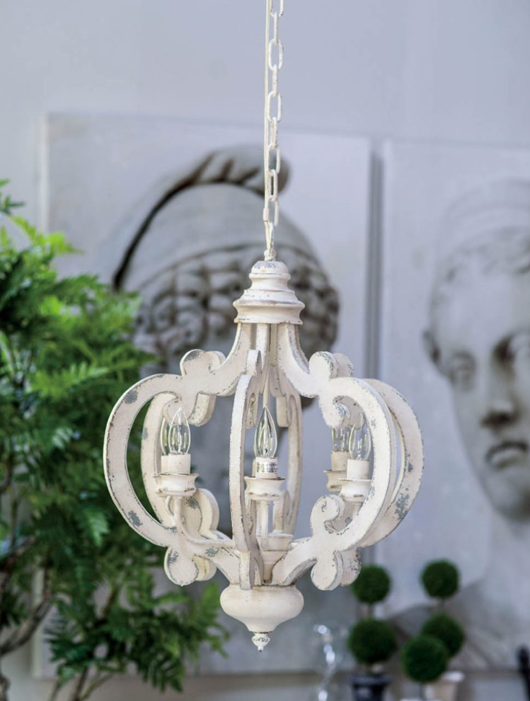 Chandelier Wood Iron Cream Molly