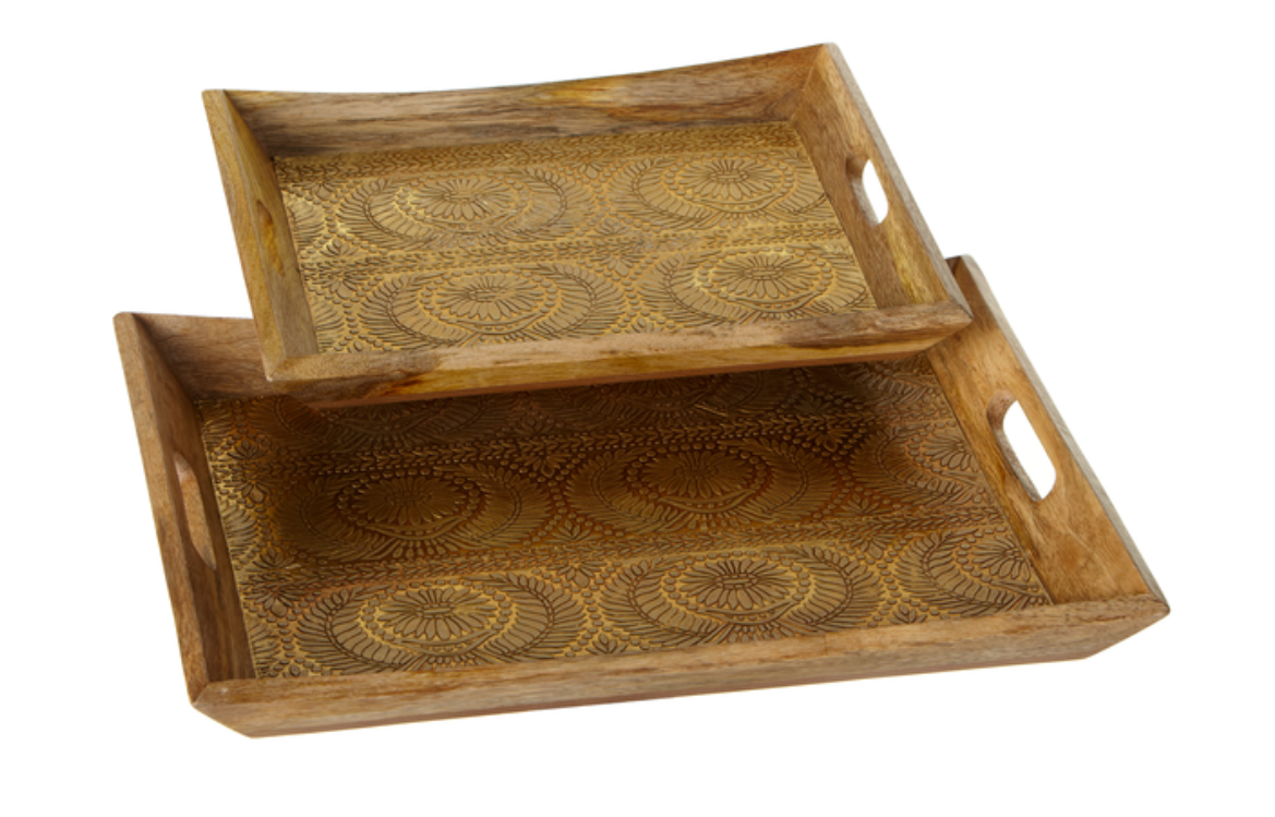 Gold Stamped Lotus Inlay Tray