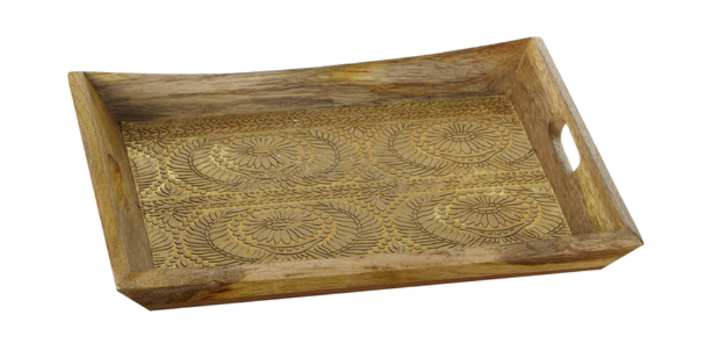 Gold Stamped Lotus Inlay Tray