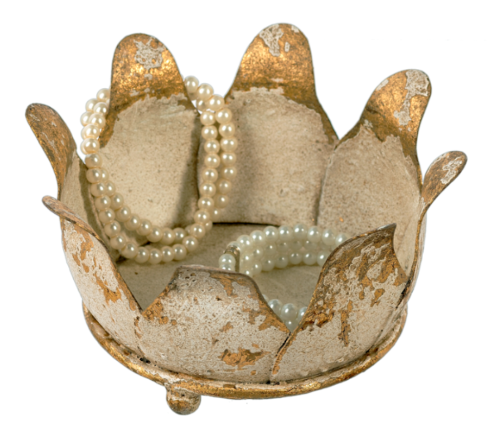 Distressed Ivory & Gold Lotus Tray